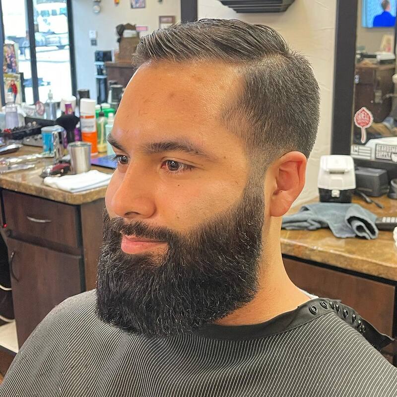 mans hair cut and beard trim